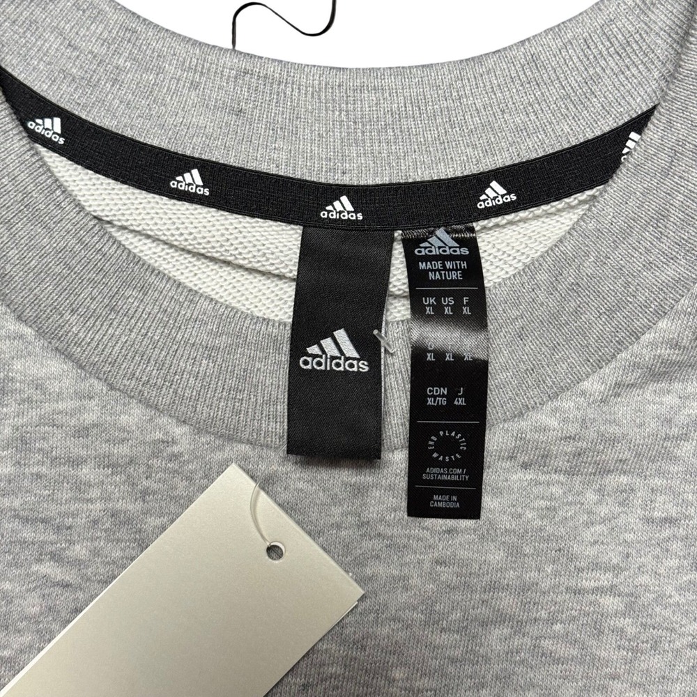 Adidas Mens Sweatshirt‎ Crewneck Pullover Grey Black Logo XLarge Athletic - Picture 3 of 4